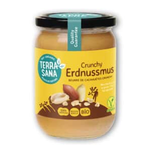 Das Bio Erdnussmus Crunchy von TerraSana ist aus 100% gerösteten Erdnüssen aus biologischem Anbau. Dieses Erdnussmus überzeugt als Brotaufstrich.