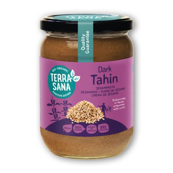 Das Bio Tahin dark - Sesammus von TerraSana ist aus 100% geröstetem Sesam aus biologischem Anbau. Dieses Sesammus verleit Smoothies einen einzigartigen Geschmack.