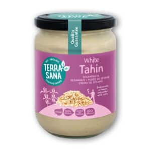 Das Bio Tahin weiss - Sesammus von TerraSana ist aus 100% geschältem Sesam aus biologischem Anbau. Dieses Sesammus ist ideal für selbstgemachten Hummus.